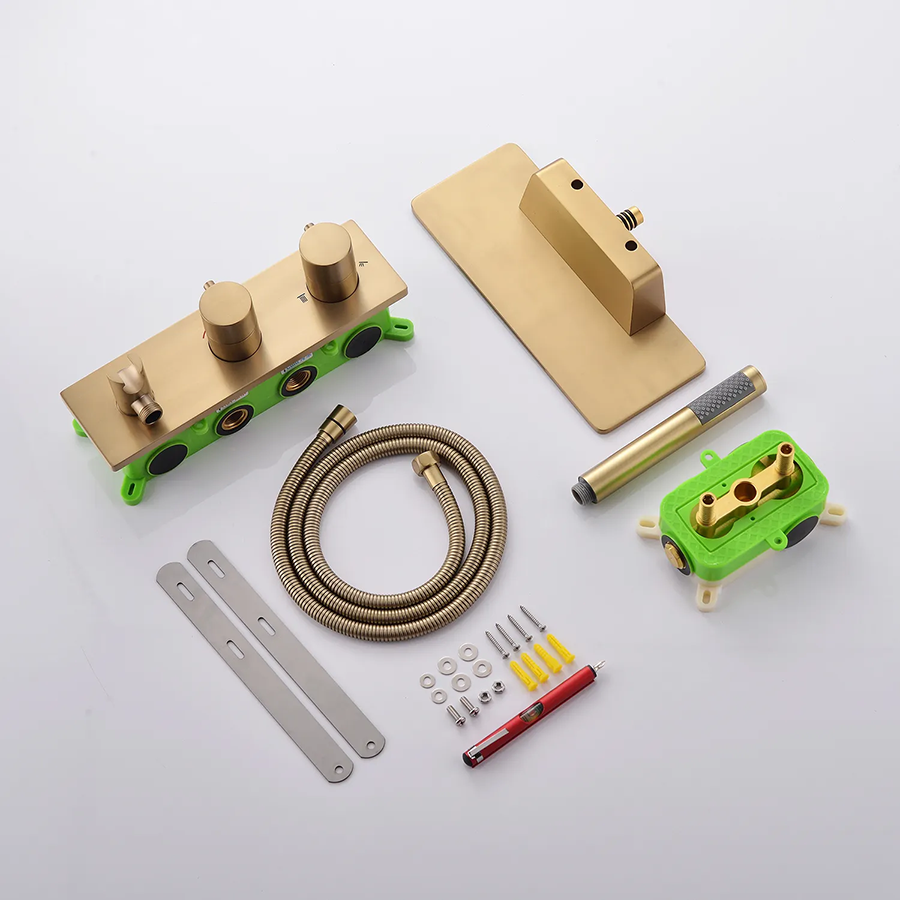 Mitigeur de bain mural thermostatique doré brossé, Léno - category_name - RBM10029 - shop_name