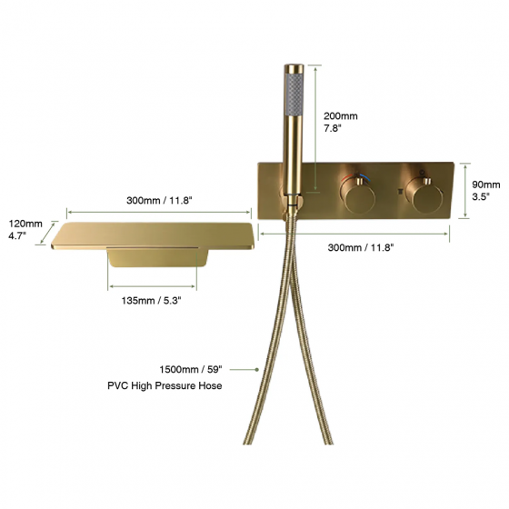 Mitigeur de bain mural thermostatique doré brossé, Léno - category_name - RBM10029 - shop_name