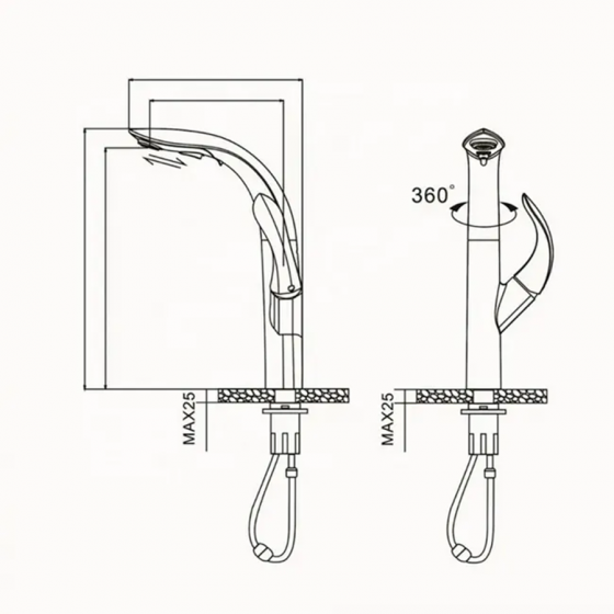 Mitigeur de cuisine surélevé chrome, Musle - category_name - RMC 10024 - shop_name