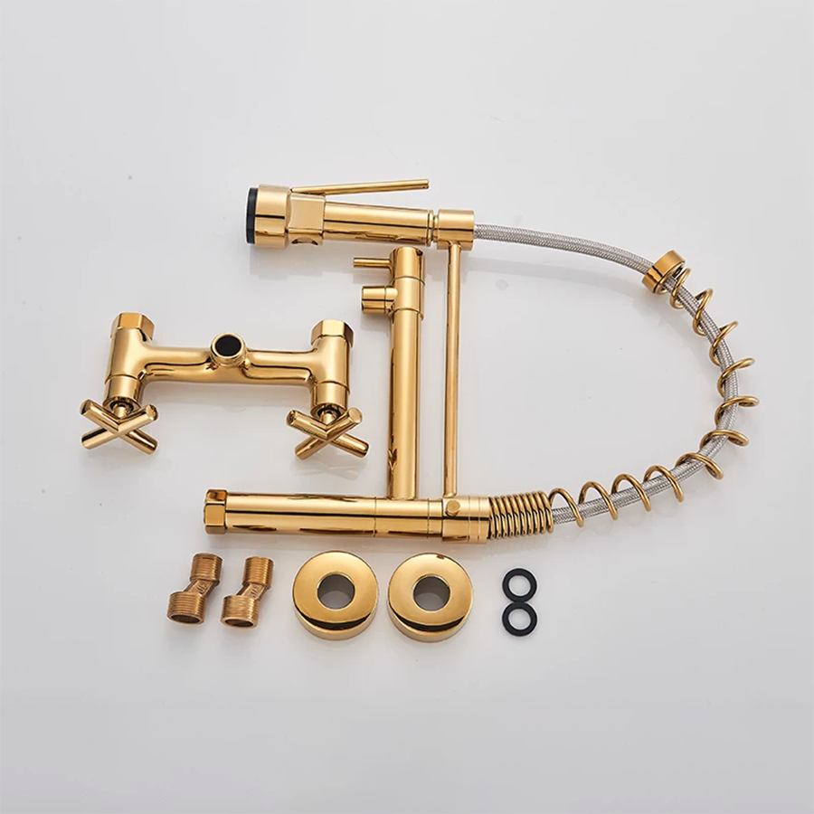 Robinet mélangeur de cuisine mural doré, Réa - category_name - RMM 50021 - shop_name