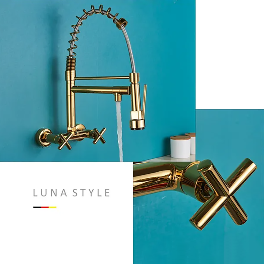 Robinet mélangeur de cuisine mural doré, Réa - category_name - RMM 50021 - shop_name