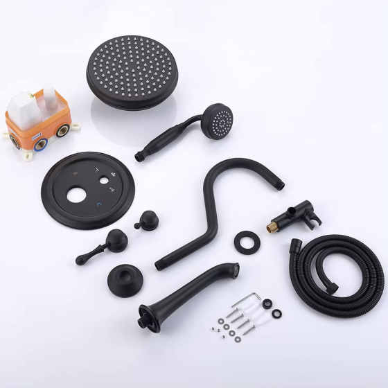 Composition mitigeur bain douche encastrée murale noire mat Ø25cm, Madrid - category_name - HDEC100212 - shop_name