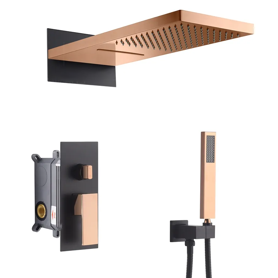 Composition mitigeur de douche à encastrer or rose noire, Dakar - category_name - EUGE54002101 - shop_name