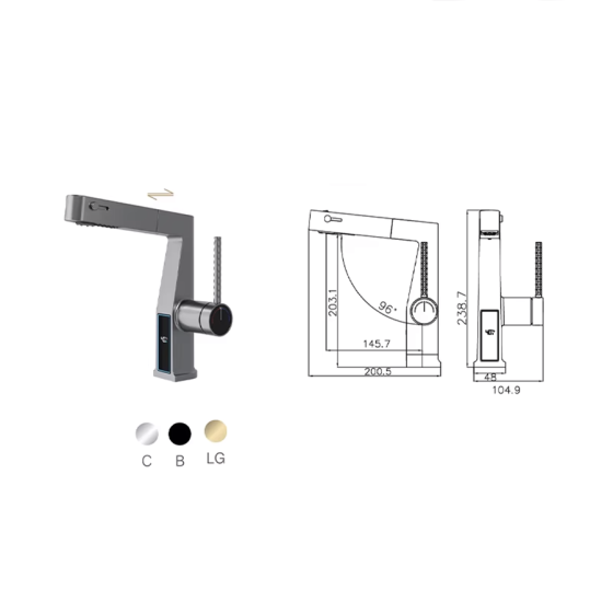 Robinet mitigeur vasque lavabo led doré brossé, Star - category_name - RMV2004 - shop_name