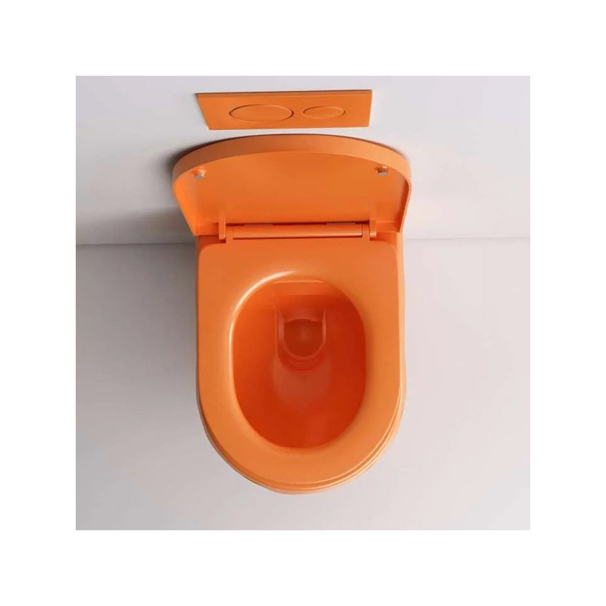 WC suspendu orange sans bride avec bâti mural | Soft-close