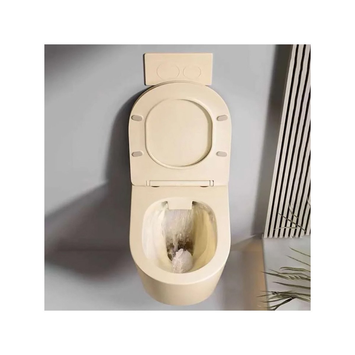 WC suspendu crème sans bride avec bâti mural | Soft-close