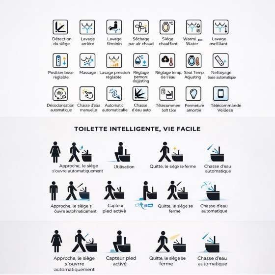 Toilette japonaise connectée lavante siège chauffant WC