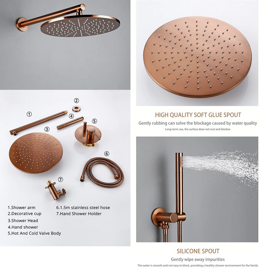 Composition mitigeur de douche encastrée murale or rose Ø30cm, Rouen - category_name - EUGE210088 - shop_name