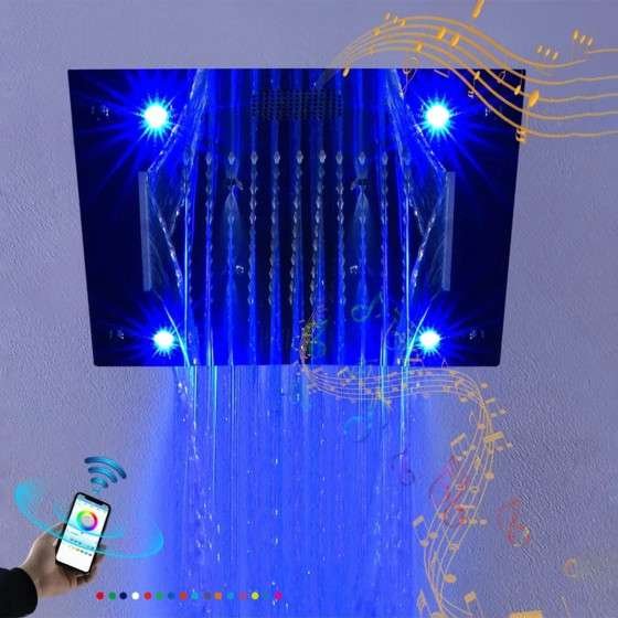 Ciel de pluie encastré chromé LED Oslo  – SPA maison