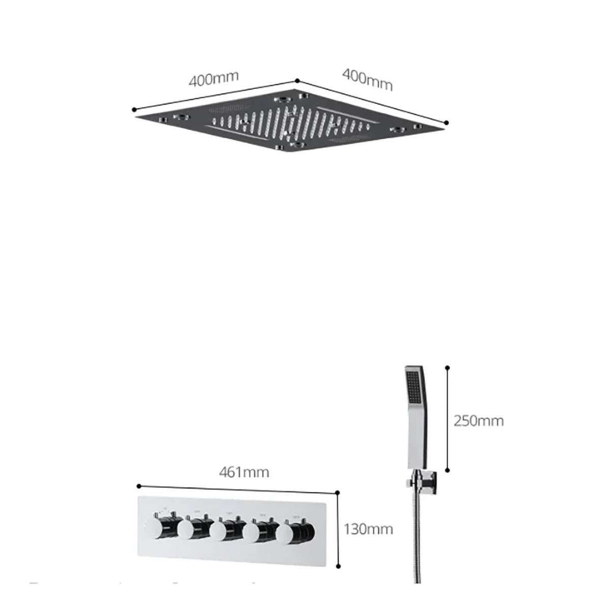 Ciel de pluie encastré chromé LED Oslo  – SPA maison