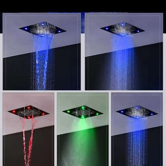 Ciel de pluie encastré chromé LED Oslo  – SPA maison