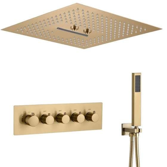 Ciel de pluie LED Bluetooth Caracas – Doré brossé