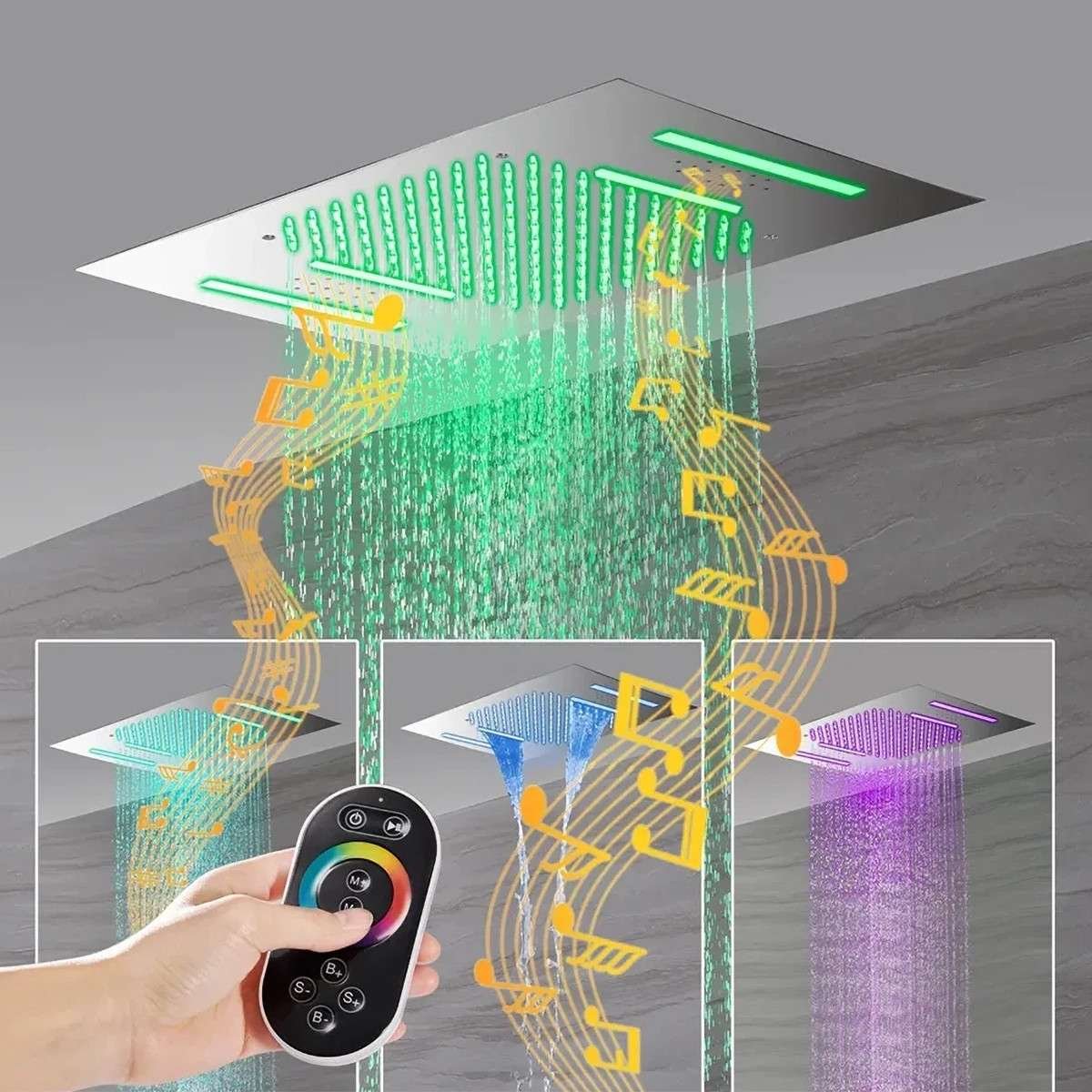 Ciel de pluie LED Bluetooth Bangui – Chrome connecté