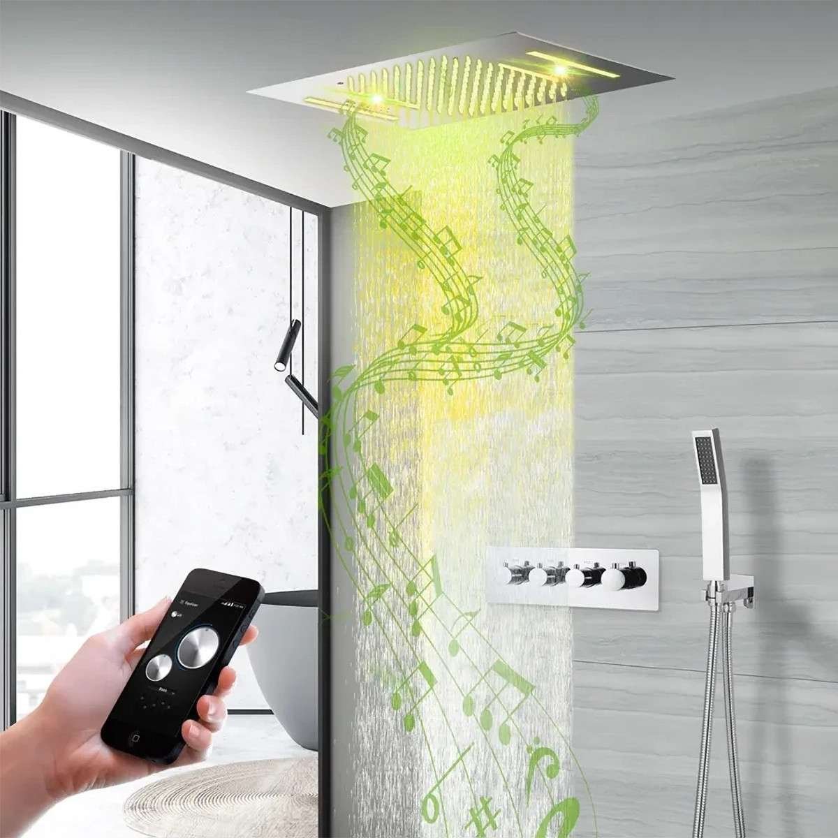 Ciel de pluie LED Bluetooth Bangui – Chrome connecté