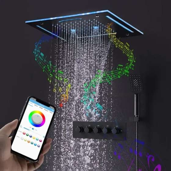 Ciel de pluie LED Bluetooth Bamako – Thermostatique noir
