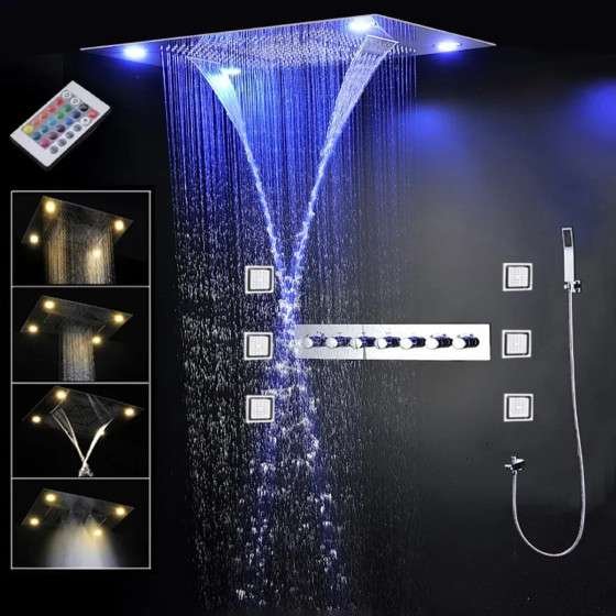 Ciel de pluie hydromassant Londres – LED chrome 800×600