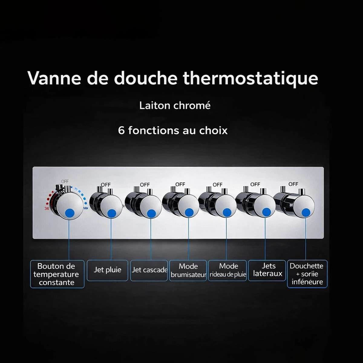 Ciel de pluie hydromassant Londres – LED chrome 800×600