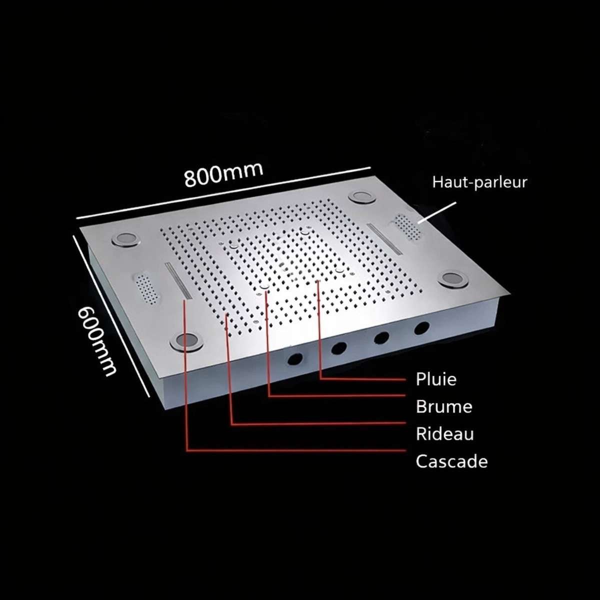 Ciel de pluie LED Bluetooth Kyoto – Thermostatique chrome