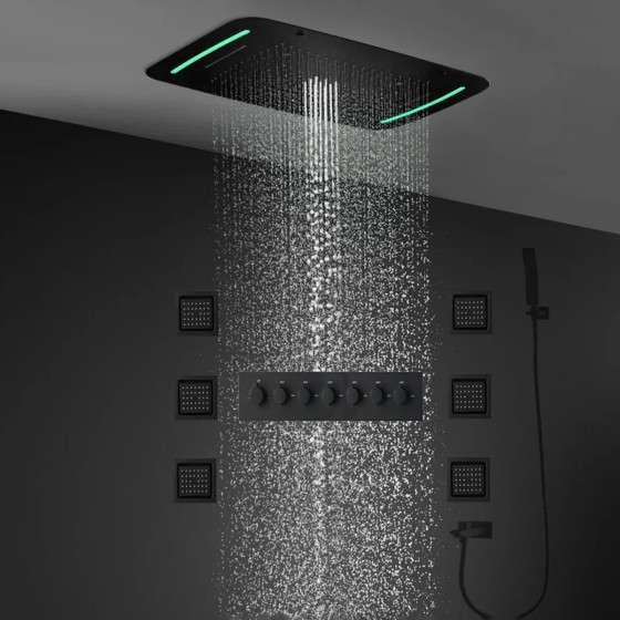 Ciel de pluie hydromassant Bruxelles – LED noir luxe