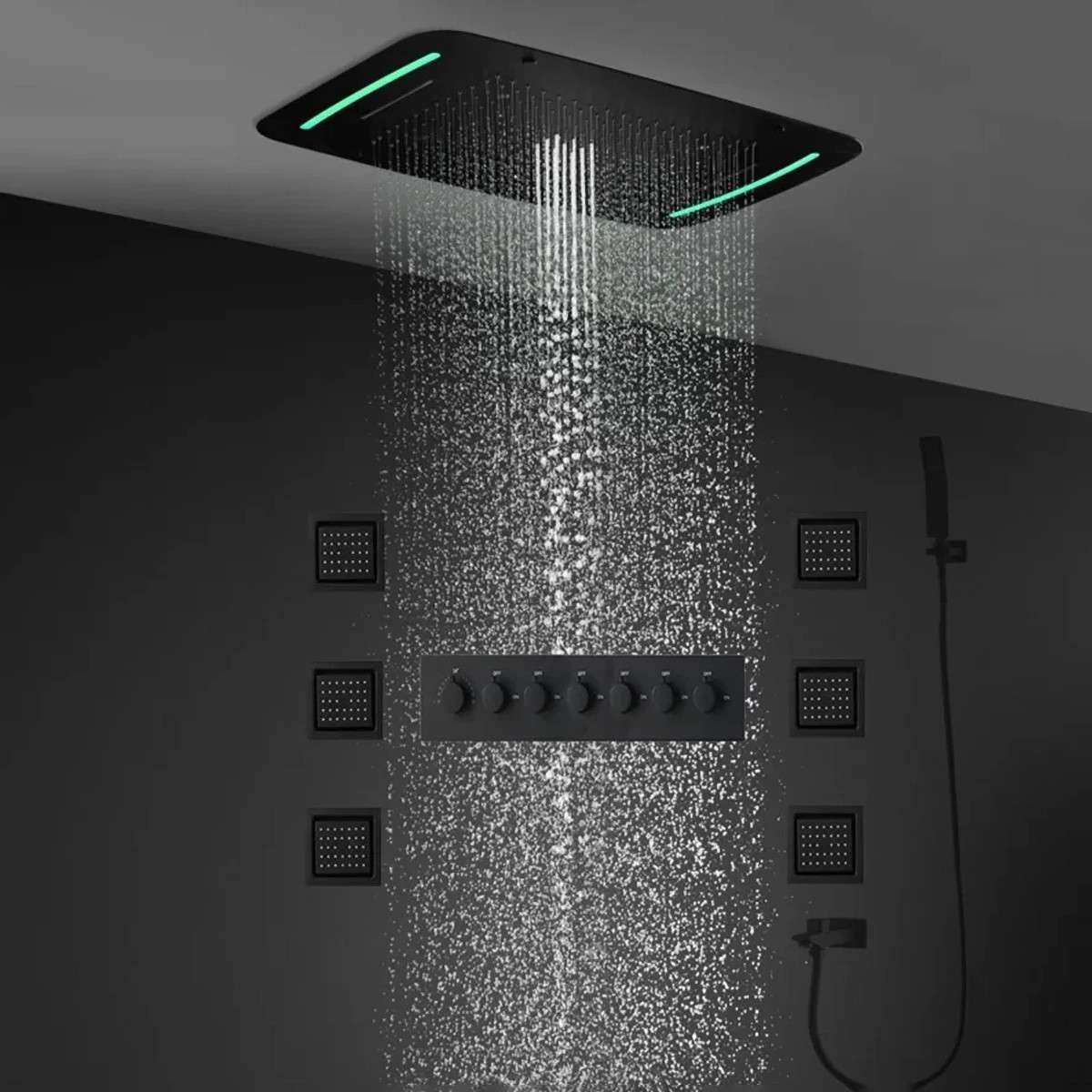Ciel de pluie hydromassant Bruxelles – LED noir luxe