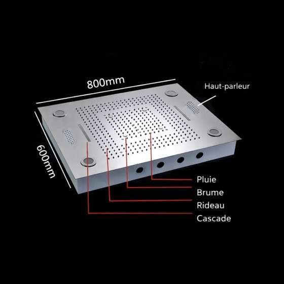 Ciel de pluie hydromassant Paris – LED & Bluetooth chrome