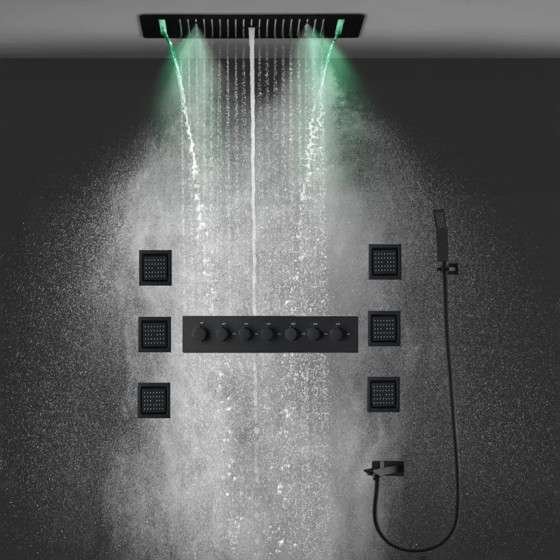 Ciel de pluie Lisbonne noir – LED & hydromassage zen