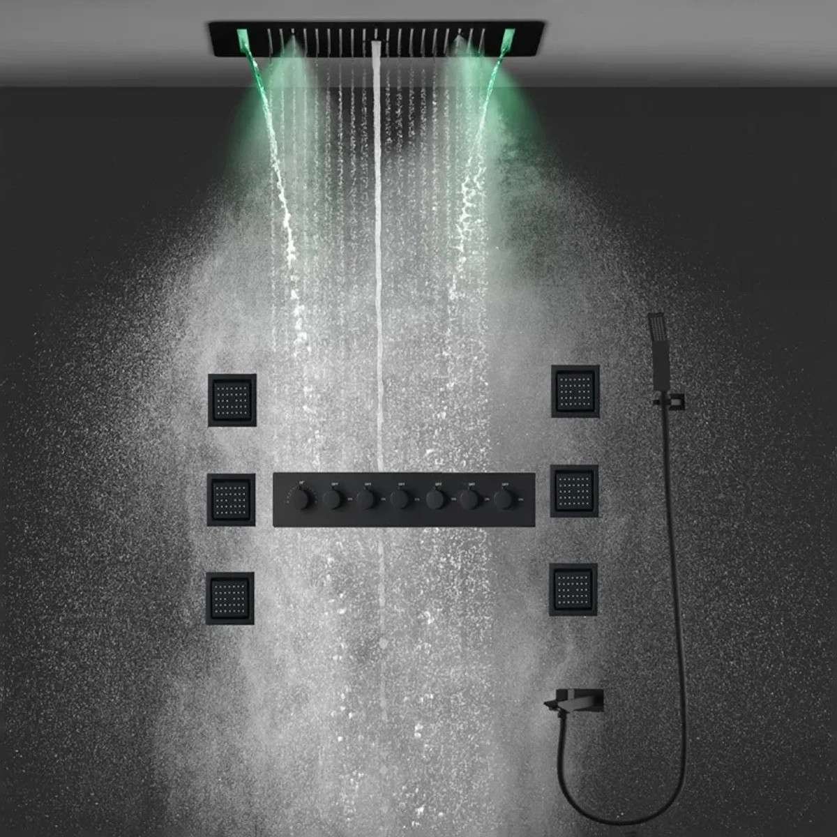 Ciel de pluie Lisbonne noir – LED & hydromassage zen