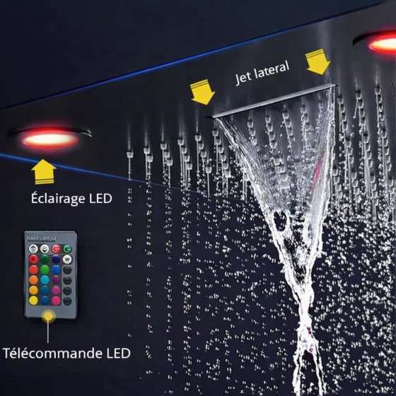 Ciel de pluie LED Luxe Monaco – Chromothérapie noire