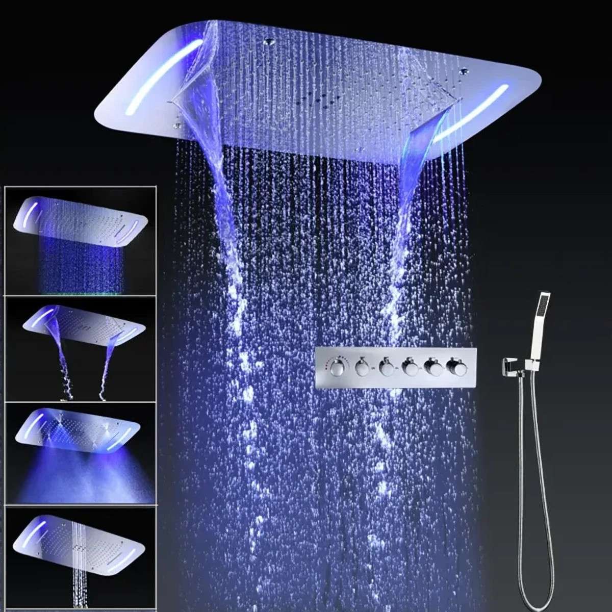 Ciel de pluie thermostatique Élégance Vienne – Chrome LED