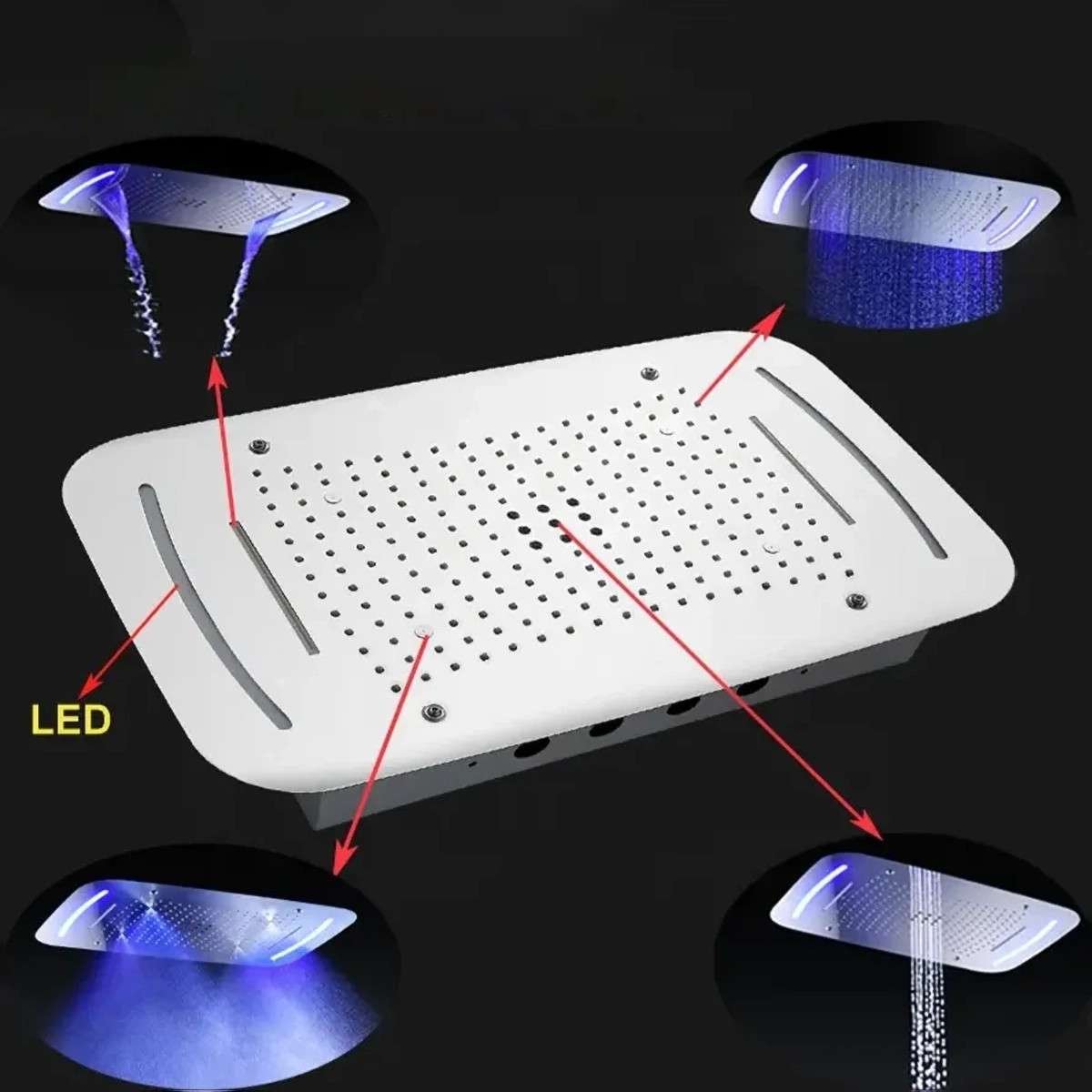 Ciel de pluie thermostatique Élégance Vienne – Chrome LED