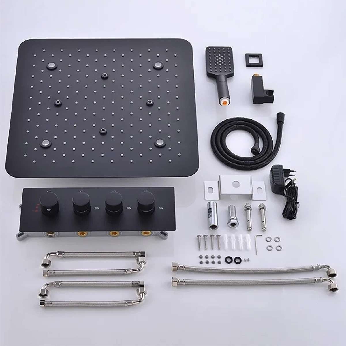 Composition de douche Victoria – LED noir mat 500×500