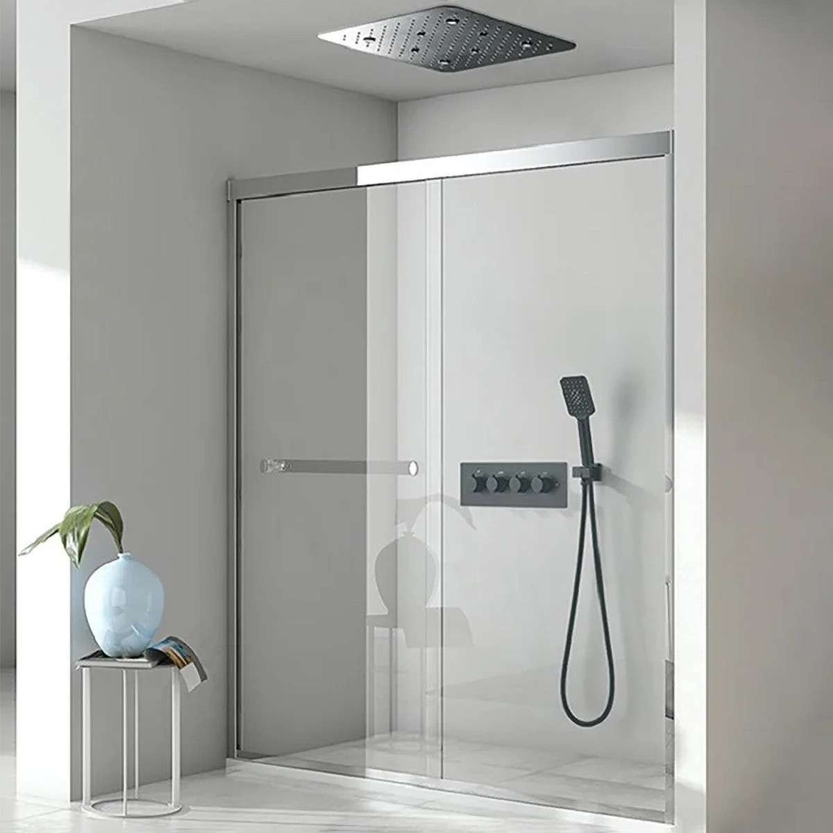 Composition de douche Victoria – LED noir mat 500×500