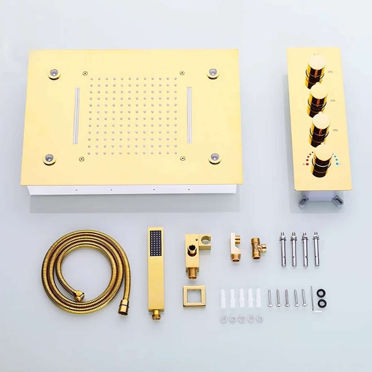 Ciel de pluie LED thermostatique Brescia – Doré luxe