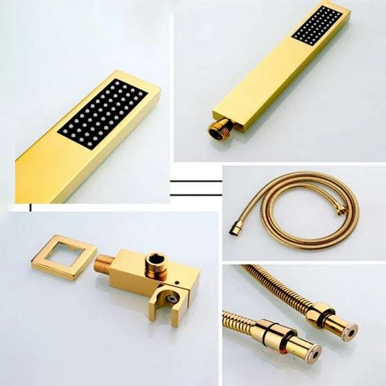 Ciel de pluie LED thermostatique Brescia – Doré luxe