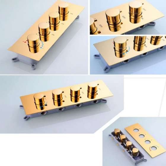 Ciel de pluie LED thermostatique Brescia – Doré luxe