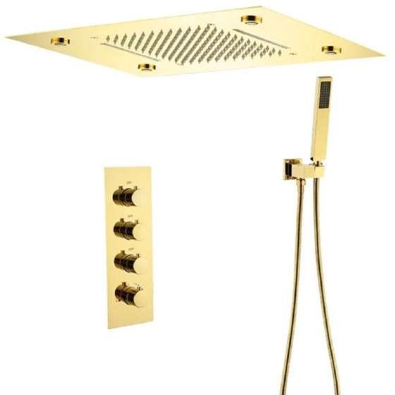 Ciel de pluie LED thermostatique Brescia – Doré luxe