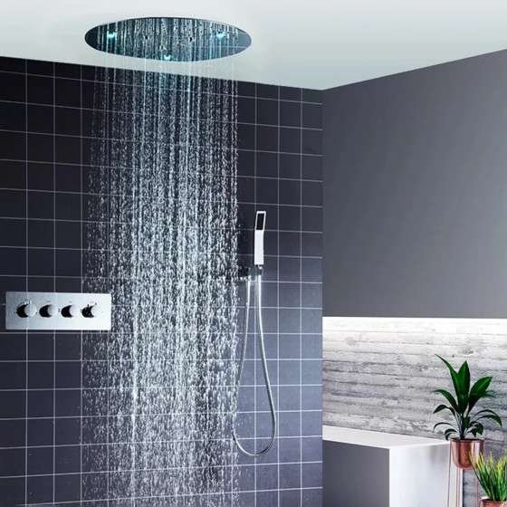 Ciel de pluie thermostatique LED Belfast – Chrome 50 cm