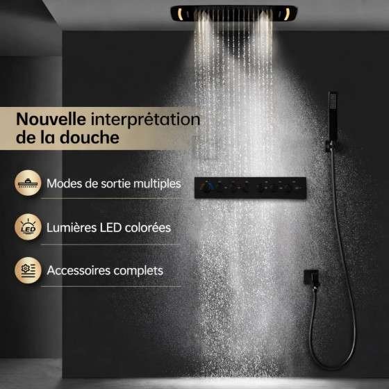 Composition de douche Olbia – LED noir luxe spa