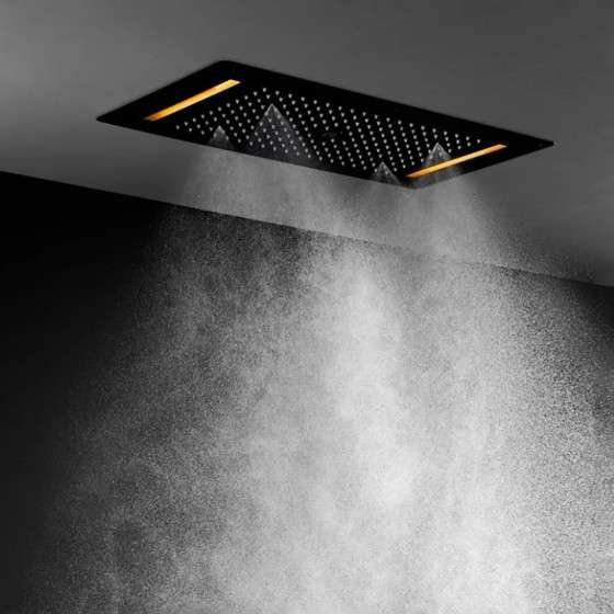 Ciel de pluie LED thermostatique Monza – Noir luxe