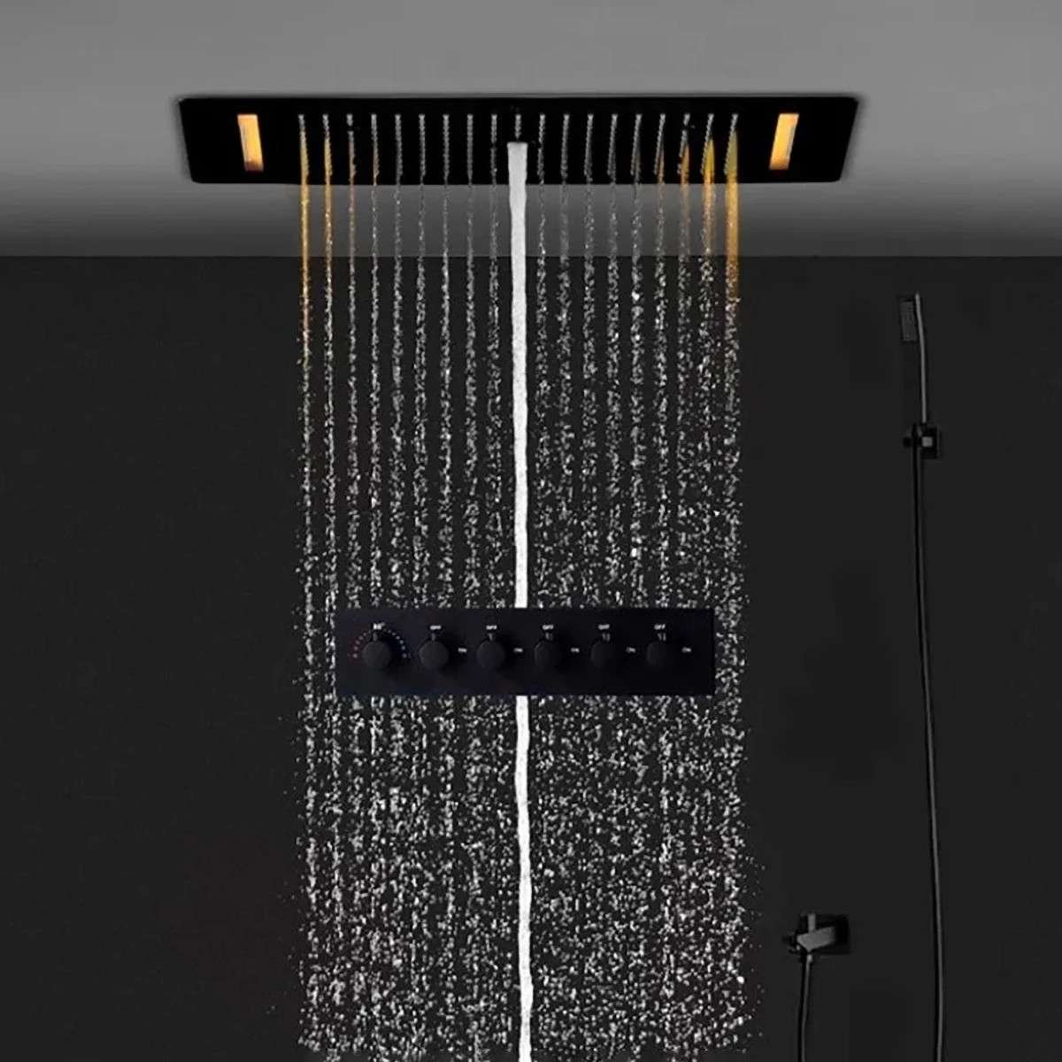 Ciel de pluie LED thermostatique Monza – Noir luxe