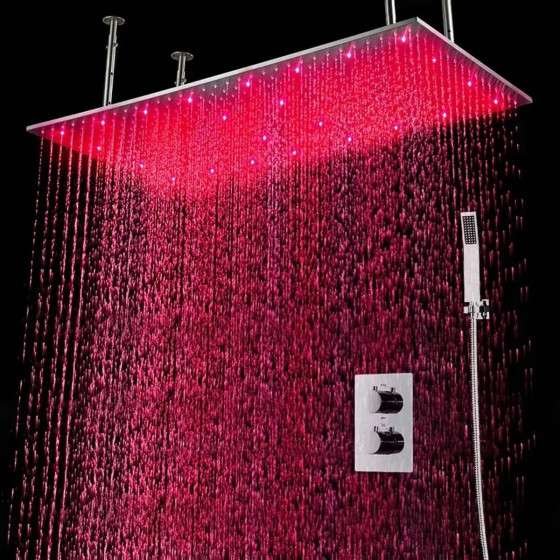 Ciel de pluie XXL LED Marbelle – Thermostatique chrome