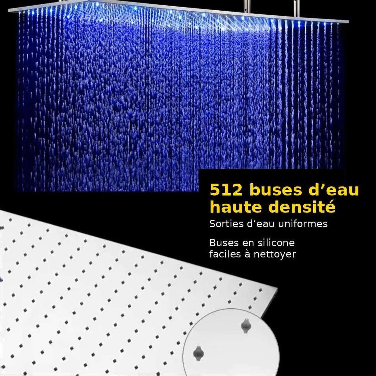 Ciel de pluie XXL LED Marbelle – Thermostatique chrome