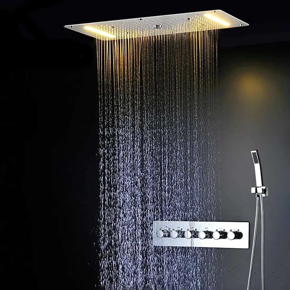 Ciel de pluie LED thermostatique Topale – Chrome spa
