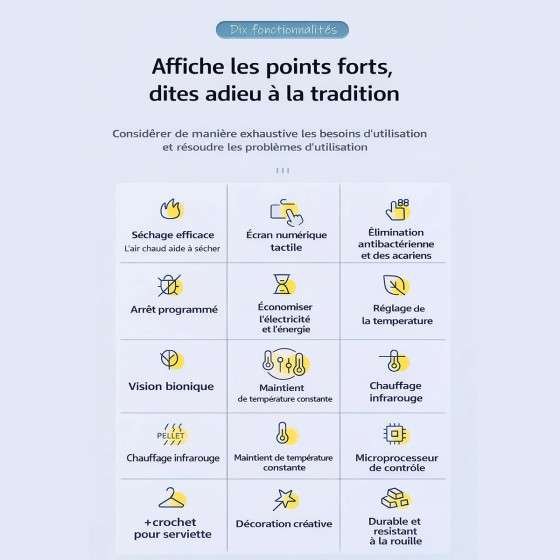 Sèche-serviettes électrique Dojo doré 280W | Design