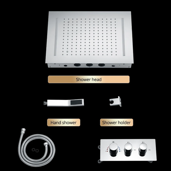 Composition de douche ciel de pluie thermostatique led chrome, Syracuse - category_name - CDP900HM821 - shop_name
