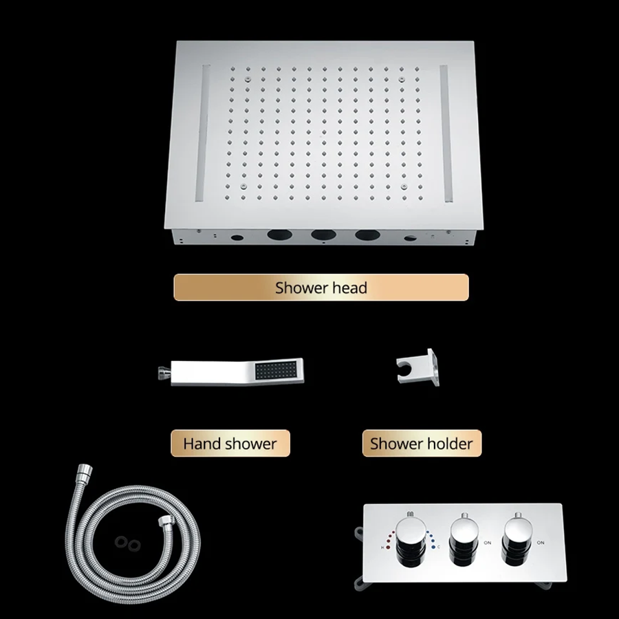 Composition de douche ciel de pluie thermostatique led chrome, Syracuse - category_name - CDP900HM821 - shop_name