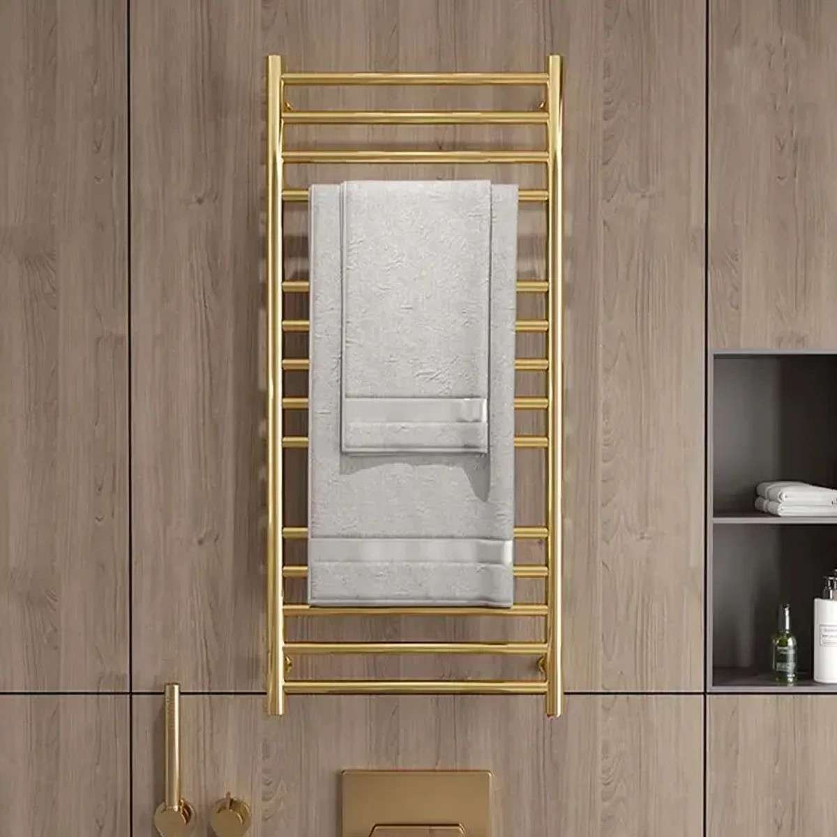 Sèche-serviettes électrique Malaga doré 350W | Design rond