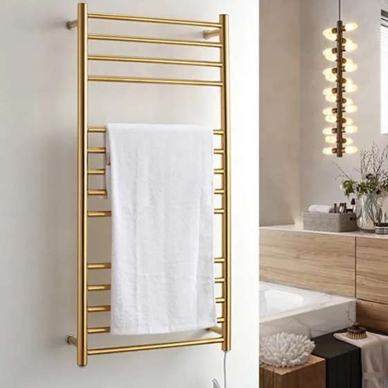 Sèche-serviettes électrique Malaga doré 350W | Design rond