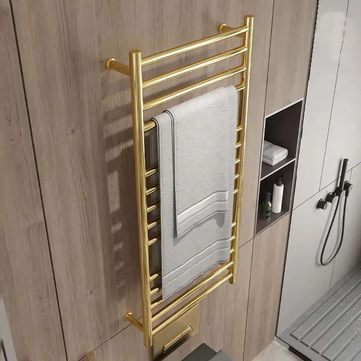 Sèche-serviettes électrique Malaga doré 350W | Design rond