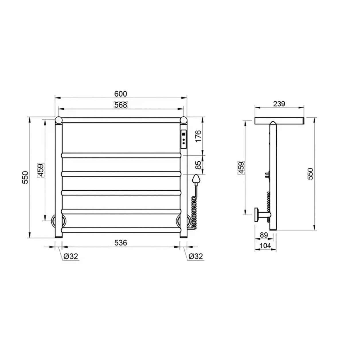 Sèche-serviettes électrique tubulaire doré 220W | Luxe